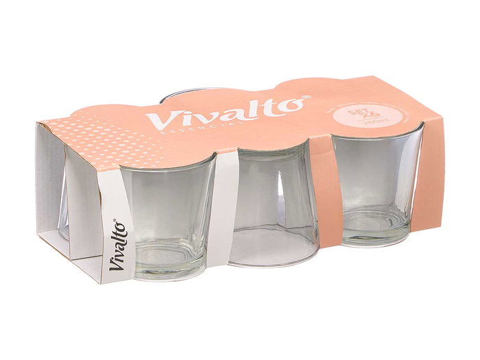 VIVALTO Set de 6 Vasos Lisos de Vidrio Transparente 280ml
