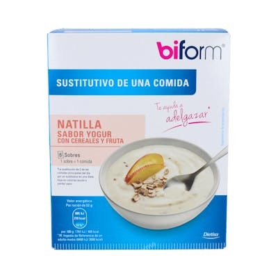 Biform Natillas de Yogur con Cereales y Fruta, 6 Sobres