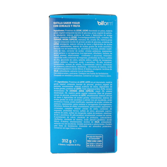 Biform Natillas de Yogur con Cereales y Fruta (6 sobres)