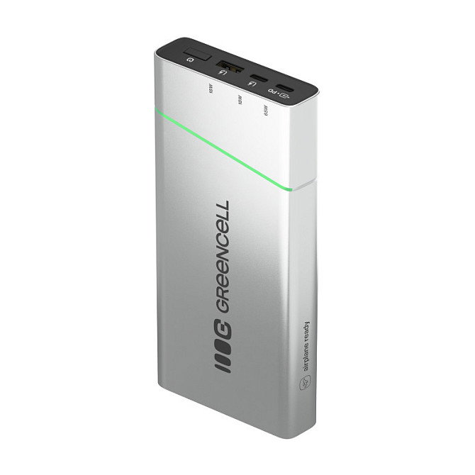 Green Cell PowerPlay Ultra PBPLGC20P Powerbank 20800mAh 65W Power Delivery con 1 USB-A y 2 USB-C, Color Negro