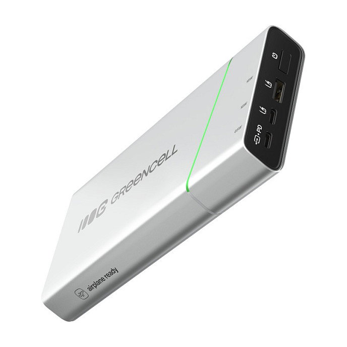 Green Cell PowerPlay Ultra PBPLGC20P Powerbank 20800mAh 65W Power Delivery con 1 USB-A y 2 USB-C, Color Negro
