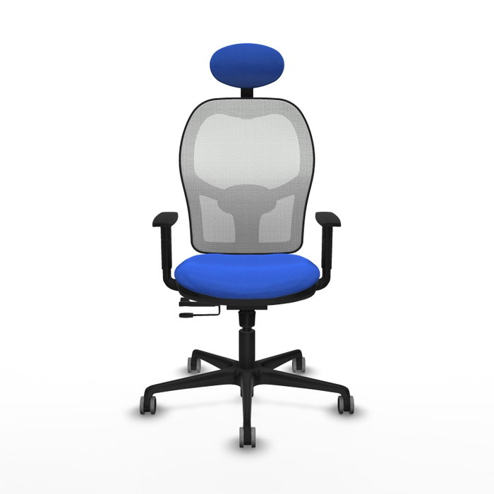 PIQUERAS Y CRESPO Silla de oficina Jorquera con mecanismo Sincro/Traslack, Tela Azul y Malla Blanca PIQUERAS Y CRESPO Silla de oficina Jorquera con mecanismo Sincro/Traslack, Tela Azul y Malla Blanca