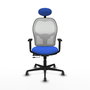 PIQUERAS Y CRESPO Silla de oficina Jorquera con mecanismo Sincro/Traslack, Tela Azul y Malla Blanca