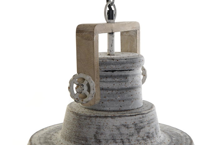 DKD Home Decor Lampara Techo Loft Gris 39 x 45 x 39 cm Metal Madera Hecho a Mano