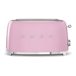 SMEG TSF02PKEU Tostadora Retro Estilo Años 50 de 4 Rebanadas, Color Rosa, 1500W, Acero Inoxidable con Función Descongelar y Recalentar