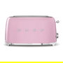 SMEG TSF02PKEU Tostadora Retro Estilo Años 50 de 4 Rebanadas, Color Rosa, 1500W, Acero Inoxidable con Función Descongelar y Recalentar