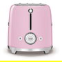 SMEG TSF02PKEU Tostadora Retro Estilo Años 50 de 4 Rebanadas, Color Rosa, 1500W, Acero Inoxidable con Función Descongelar y Recalentar