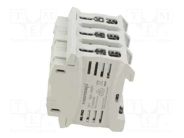 MERSEN Portafusibles D01 de 3 polos para raíl DIN