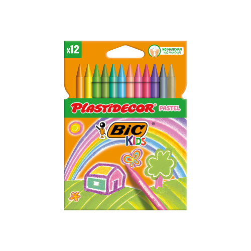 Plastidecor Ceras Kids Pastel con Colores Surtidos y Metálicos, Estuche de 12 Unidades