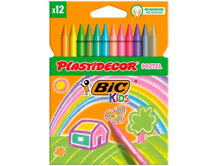 Plastidecor Ceras Kids Pastel con Colores Surtidos y Metálicos, Estuche de 12 Unidades