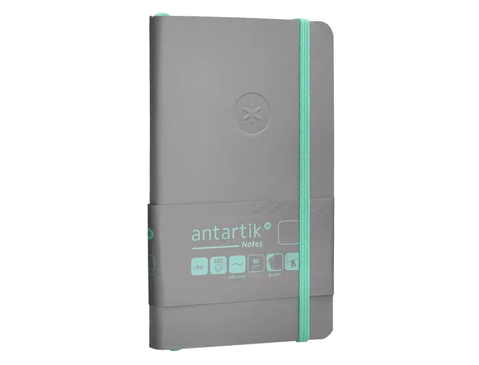 Antartik Cuaderno A6 Tapa Blanda Hojas Lisas Gris y Turquesa 100 Hojas 80gr FSC
