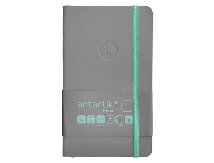 Antartik Cuaderno A6 Tapa Blanda Hojas Lisas Gris y Turquesa 100 Hojas 80gr FSC