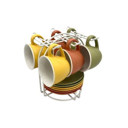 DKD Home Decor Set de Café 6 Piezas New Bone Multicolor 100ml