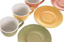 DKD Home Decor Taza de Café Moderna Multicolor Porcelana New Bone Apta Microondas Lavavajillas Set 6 Piezas 100ml