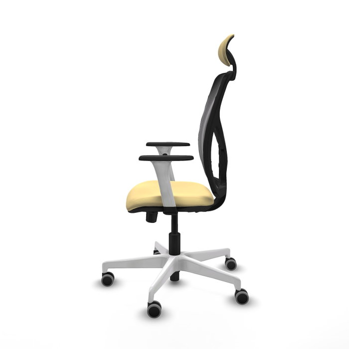PIQUERAS Y CRESPO Silla de oficina Motilla con mecanismo Sincro/Traslack, Crema y Negro