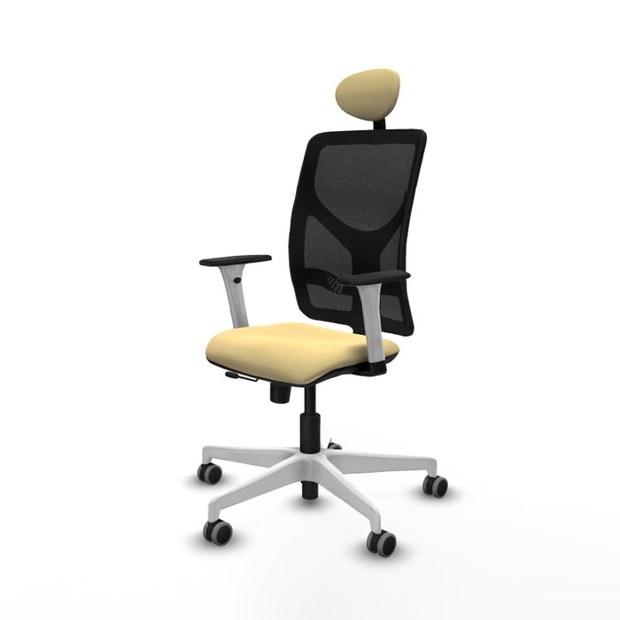 PIQUERAS Y CRESPO Silla de oficina Motilla con mecanismo Sincro/Traslack, Crema y Negro