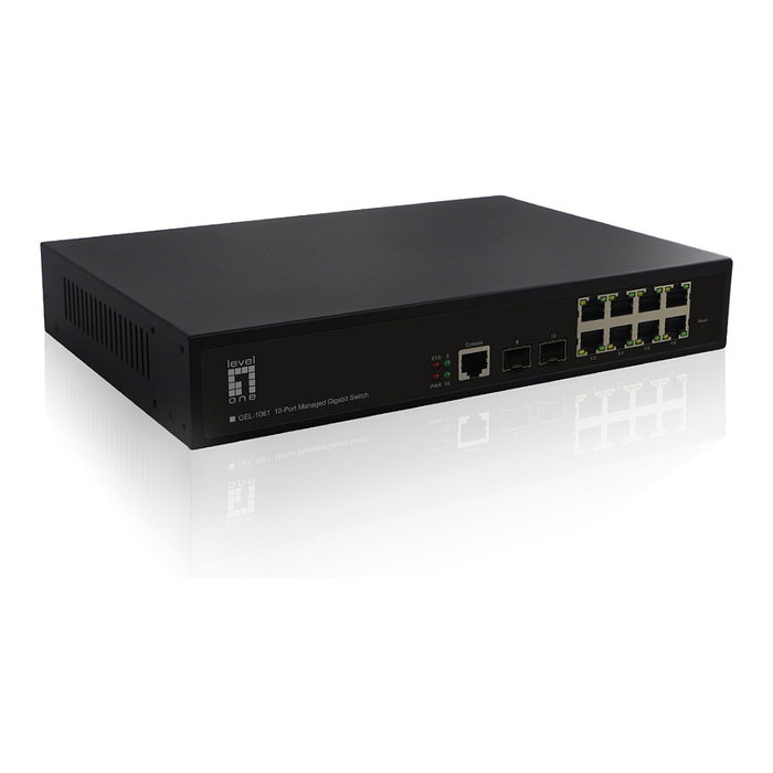 LevelOne GEL-1061 Switch Gestionado L2 Gigabit Ethernet 8 Puertos GE + 2 Puertos SFP Montaje en Rack 19"