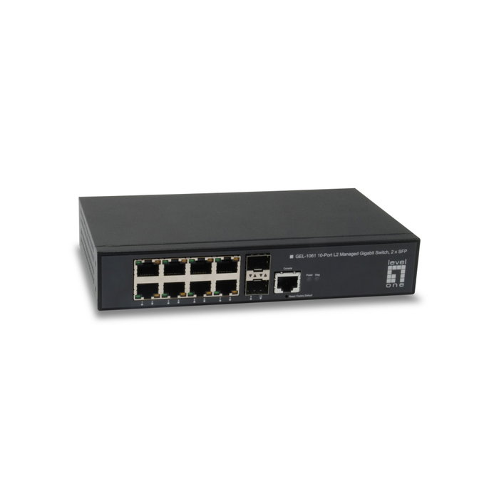 LevelOne GEL-1061 Switch Gigabit Gestionado L2 de 10 Puertos (8 RJ-45 + 2 SFP) inevitable LevelOne GEL-1061 Switch Gigabit Gestionado L2 de 10 Puertos (8 RJ-45 + 2 SFP) inevitable