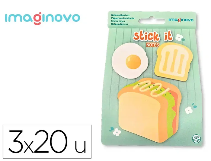 Imaginovo Bloc de Notas Adhesivas con Diseño Sandwich Foodies para Niños - 20 Hojas en Tamaños Surtidos Imaginovo Bloc de Notas Adhesivas con Diseño Sandwich Foodies para Niños - 20 Hojas en Tamaños Surtidos