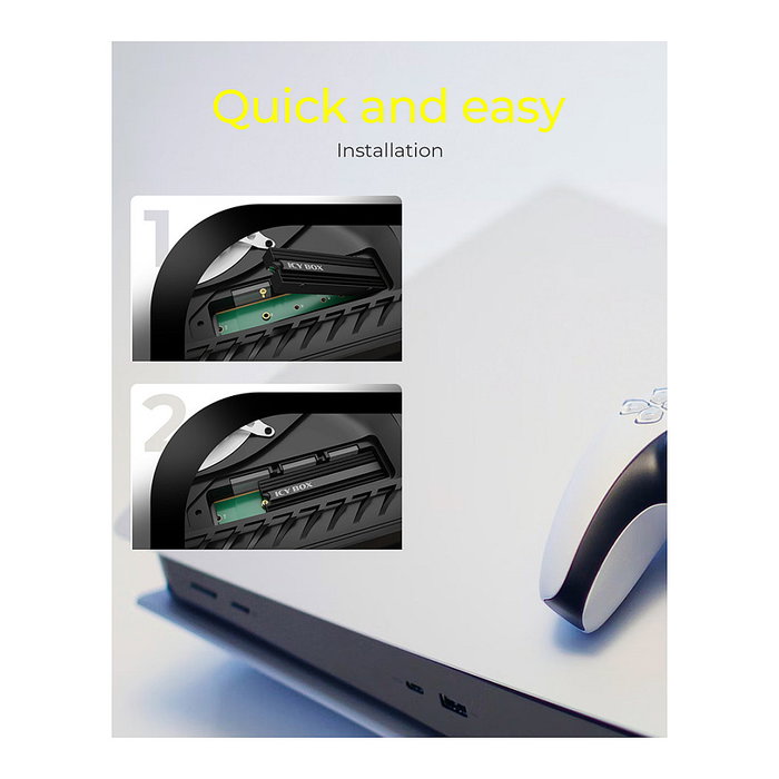 ICY BOX IB-M2HS-PS5 Disipador Térmico para PlayStation 5 PS5, Compatible con M.2 SSD 22x80 mm, Altura 10 mm, Color Negro