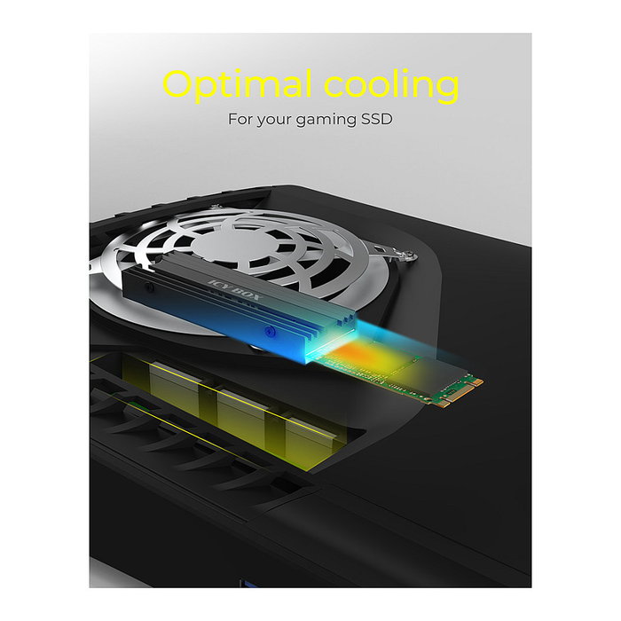 ICY BOX IB-M2HS-PS5 Disipador Térmico para PlayStation 5 PS5, Compatible con M.2 SSD 22x80 mm, Altura 10 mm, Color Negro