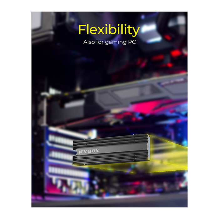 ICY BOX IB-M2HS-PS5 Disipador Térmico para PlayStation 5 PS5, Compatible con M.2 SSD 22x80 mm, Altura 10 mm, Color Negro