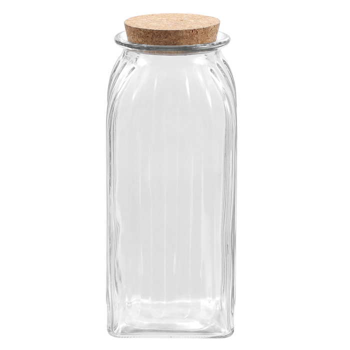 La Mediterranea Tarro de Vidrio Líneas con Tapa de Corcho 1950 ml (12 Unidades)幸 La Mediterranea Tarro de Vidrio Líneas con Tapa de Corcho 1950 ml (12 Unidades)幸