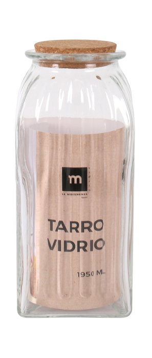 La Mediterranea Tarro de Vidrio Líneas con Tapa de Corcho 1950 ml (12 Unidades)幸