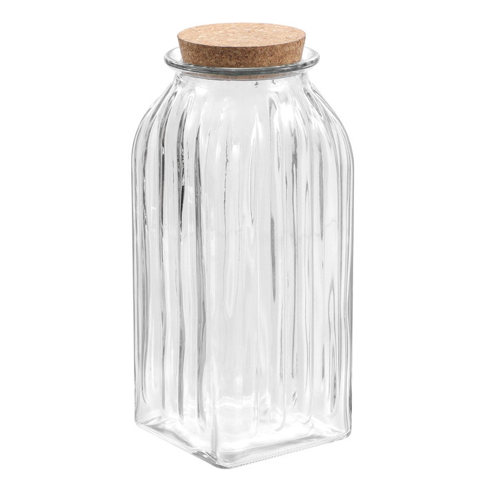 La Mediterranea Tarro de Vidrio Líneas con Tapa de Corcho 1950 ml (12 Unidades)幸 La Mediterranea Tarro de Vidrio Líneas con Tapa de Corcho 1950 ml (12 Unidades)幸