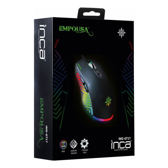 INCA Gaming Maus IMG-GT17 6400 DPI. RGB. 7 Tasten. USB. SW retail