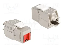 DeLOCK Módulo Keystone RJ45 hembra a LSA Cat.6A sin herramientas con tapa antipolvo roja