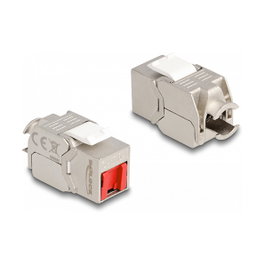 DeLOCK Módulo Keystone RJ45 hembra a LSA Cat.6A sin herramientas con tapa roja 87952
