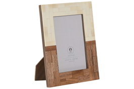 DKD Home Decor Marco de Fotos Mango y Resina Blanco 10x15