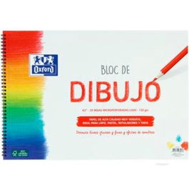 Oxford Bloc Dibujo Escolar Tapa Blanda Espiral 20 Hojas 130 gr A3+ Liso Blanco