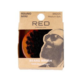 Red Kiss Round Mini Cepillo para Barba y Bigote Premium