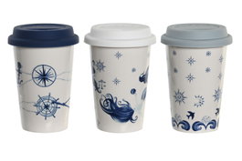 DKD Home Decor Tazas Stella Maris de Porcelana y Silicona, Pack de 6, Surtido de 3