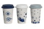 DKD Home Decor Tazas Stella Maris de Porcelana y Silicona, Pack de 6, Surtido de 3