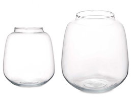 Giftdecor Jarron Cristal Ancho Pequeño Transparente 18x21x18 cm (Set de 4)