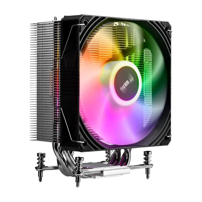 Fortron NE Procesador Ventilador CPU Refrigeración, 12 cm, 4 Tubos de Calor, Aluminio, LED Multi, 800-1600 RPM, 28 dB, Compatible Intel LGA1851/1200/1700 y AMD AM4/AM5, Negro