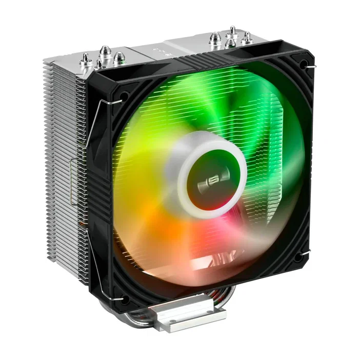 Fortron NE Procesador Ventilador CPU Refrigeración, 12 cm, 4 Tubos de Calor, Aluminio, LED Multi, 800-1600 RPM, 28 dB, Compatible Intel LGA1851/1200/1700 y AMD AM4/AM5, Negro