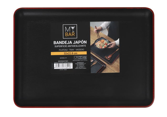 My Bar Bandeja Rectangular de Plástico Estilo Japonés 32 x 22.8 cm (12 Unidades)
