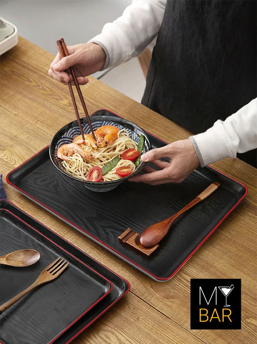 My Bar Bandeja Rectangular de Plástico Estilo Japonés 32 x 22.8 cm (12 Unidades)