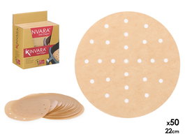Kinvara Set 50 Revestimientos Redondo para Freidora de Aire 21.5 x 22 cm (Set de 48)