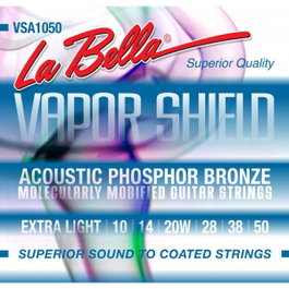 Juego de Cuerdas La Bella para Guitarra Acústica Vapor Shield Extra Light