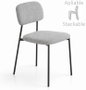 DKD Home Decor Silla Apilable de Poliéster y Hierro Gris y Negro
