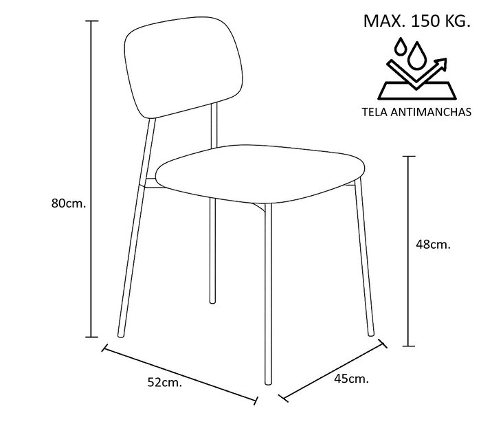 DKD Home Decor Silla Apilable de Poliéster y Hierro Gris y Negro