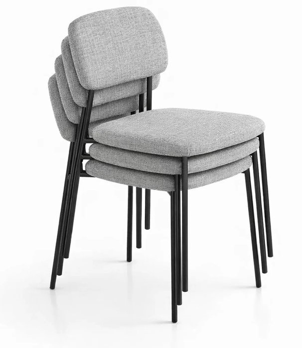 DKD Home Decor Silla Apilable de Poliéster y Hierro Gris y Negro