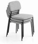 DKD Home Decor Silla Apilable de Poliéster y Hierro Gris y Negro