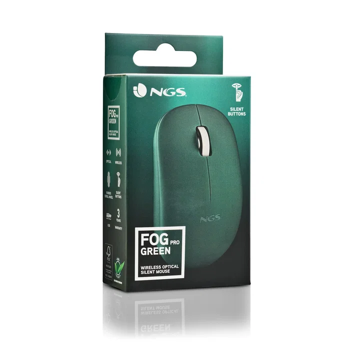 NGS FOG PRO Ratón Óptico Inalámbrico 1000 DPI Verde