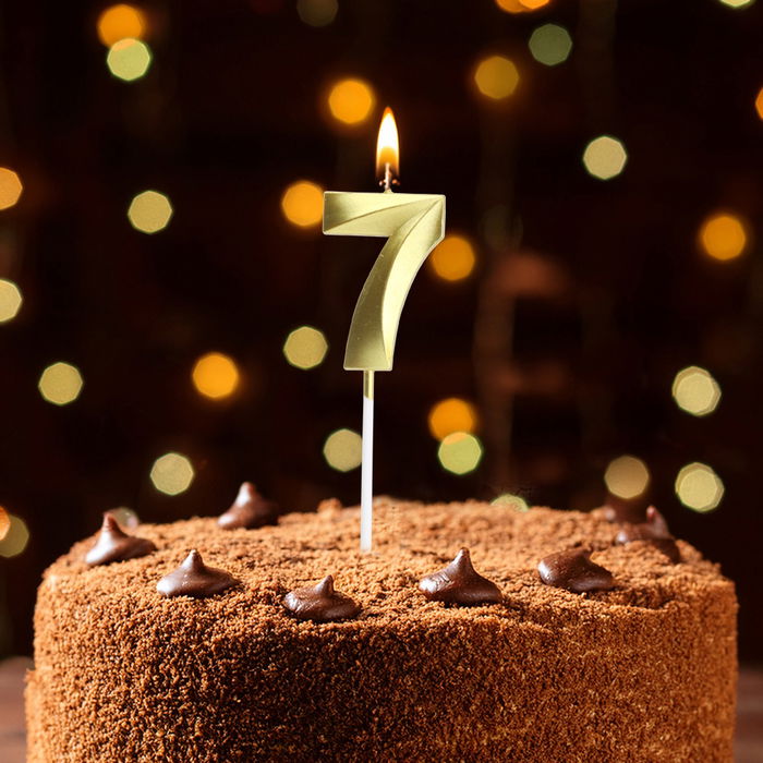 Party Time Vela Aniversario Cifra 7 Oro para Celebraciones
